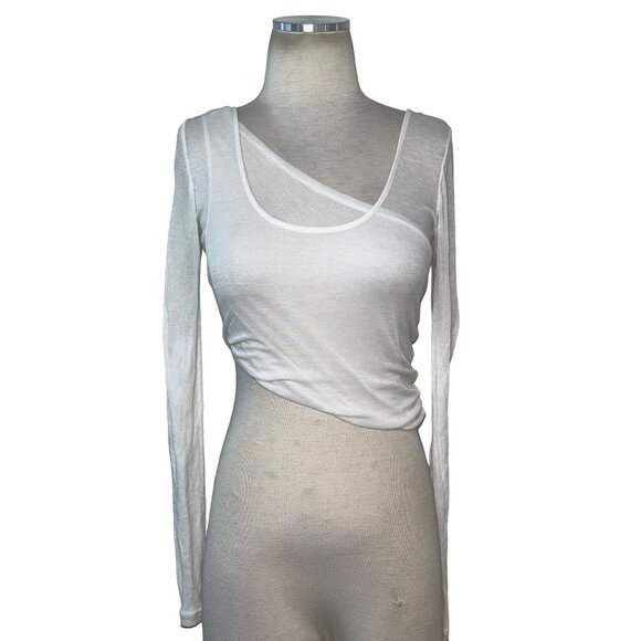 CHRISTOPHER ESBER Folded Crop Long Sleeve Top in Milk 0 New Womens Tee - Picture 8 of 16